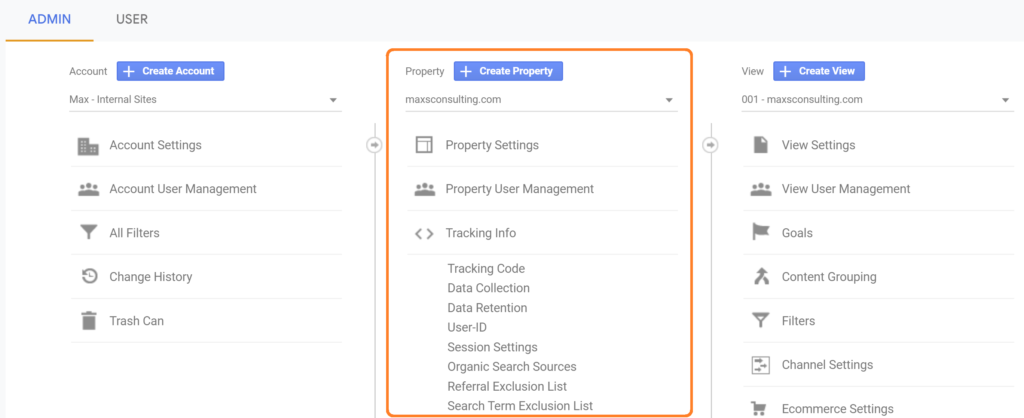 Google Analytics Admin - Property Overview